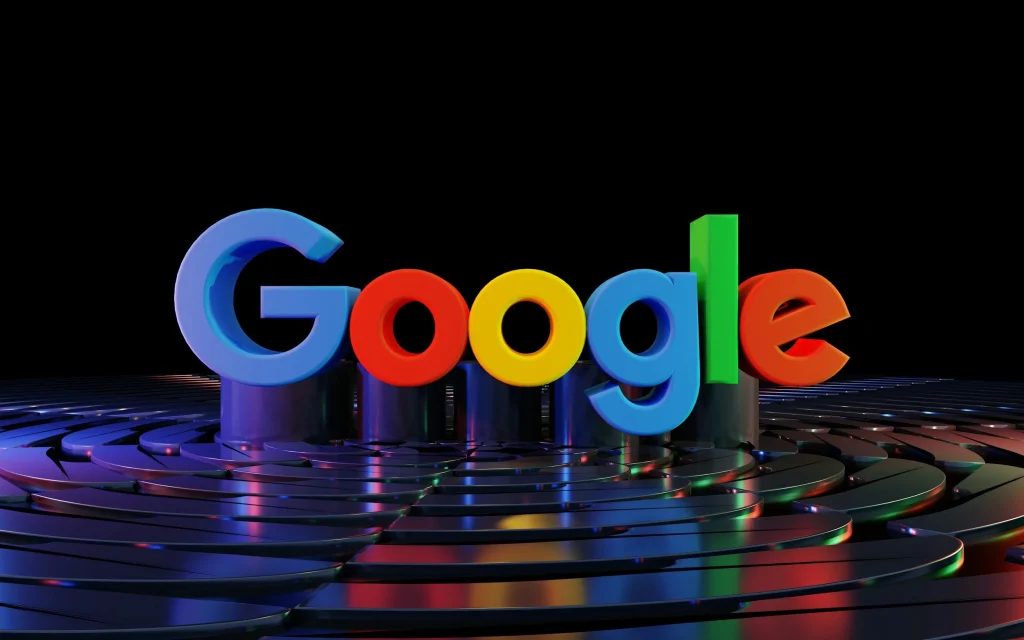 3D Google logo on a dark stage, for an article on Google Ads conversion tracking