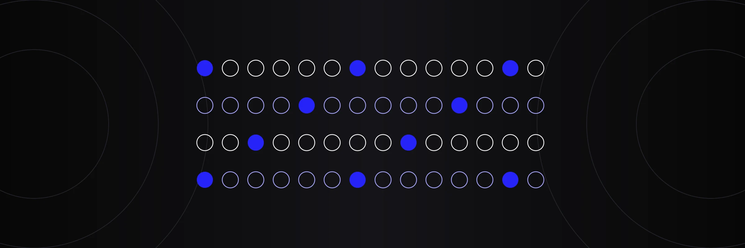 Diagram of a grid of circles with regular blue dots, like a recall calendar, for dental marketing