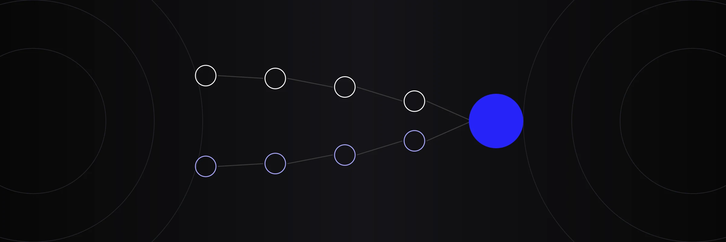 Diagram of two paths of circles converging on one blue circle, for law firm marketing