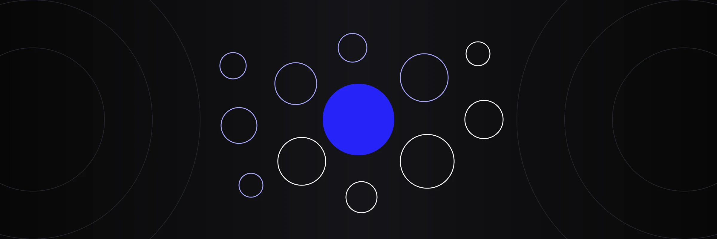 Diagram of a cluster of circles of different sizes around one blue circle, for marketing strategies by industry