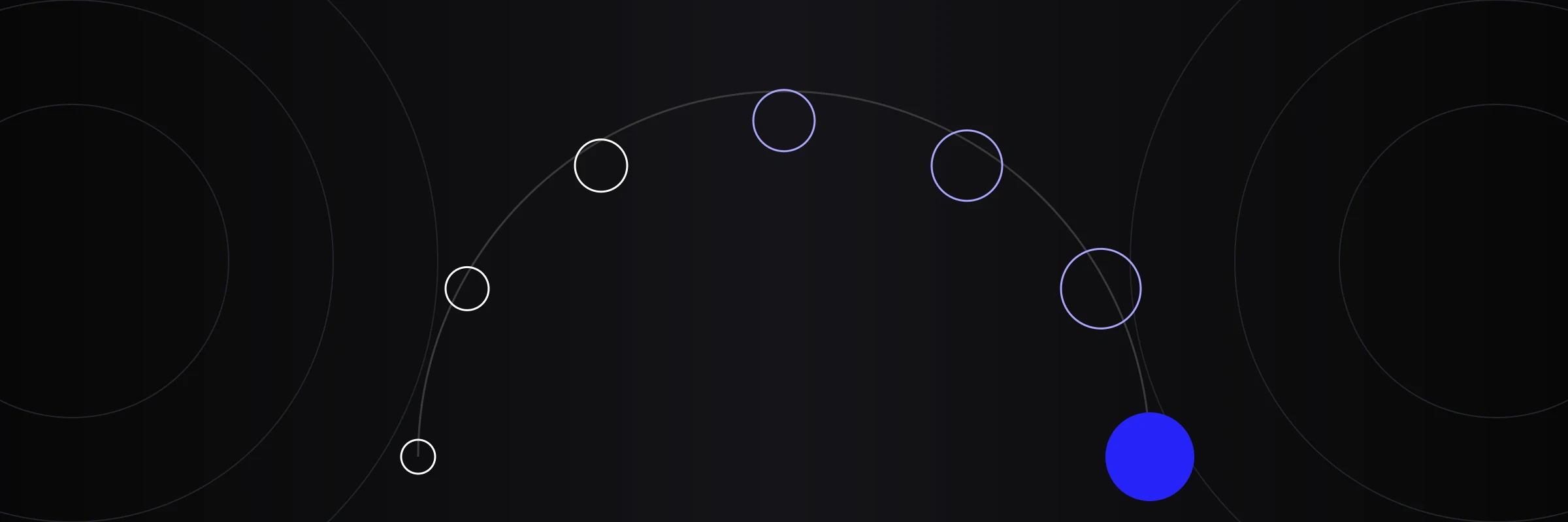 Diagram of circles growing along an arc like a range of motion, for physio marketing