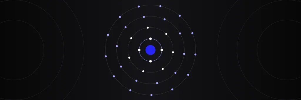 Diagram of concentric suburb rings with dots around a blue centre, for real estate marketing